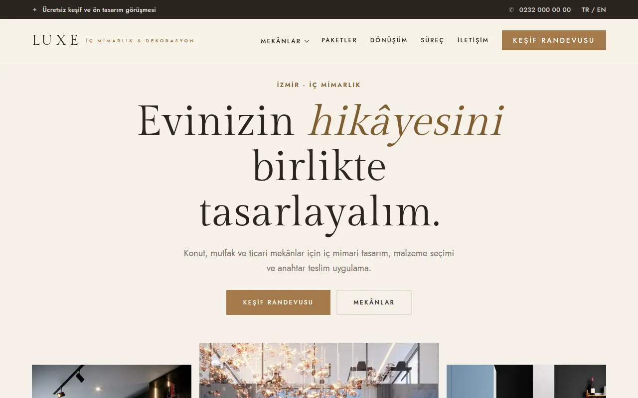 İnşaat Firması Web Sitesi — Luxe İç Mimarlık & Dekorasyon